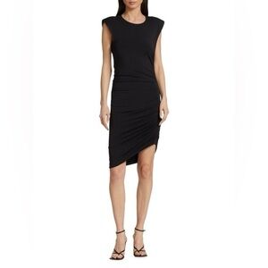 Veronica Beard Jeans Brompton Stretch-Knit Dress Black Side Ruching Size Small